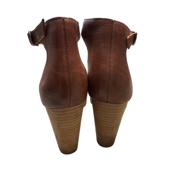 Lucky Brand Nanika Leather High Heel Sandals Brown Block Heel Open Toe 7.5 - Picture 3 of 8